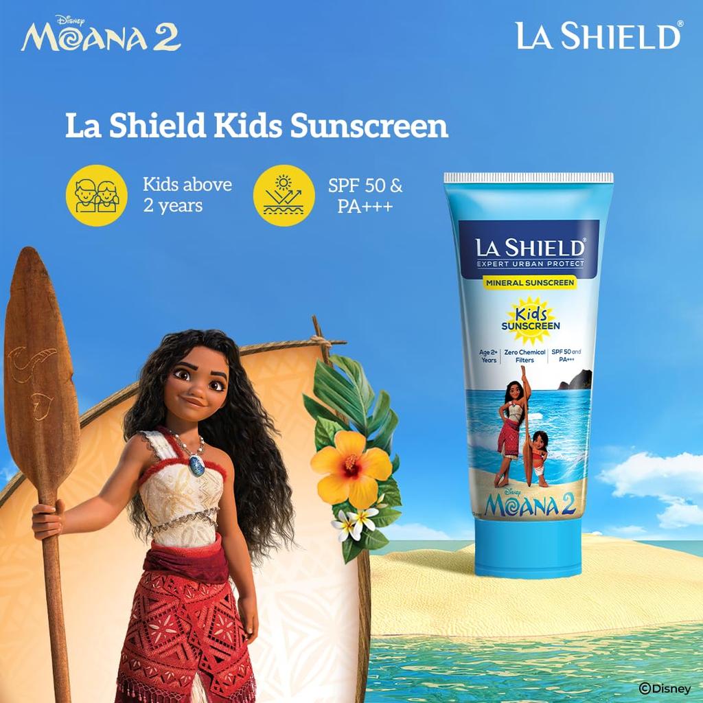 La Shield Kids Żel Przeciwsłoneczny SPF 50 PA+++ Mineralny Dla Dzieci Powyżej 2 Lat Z Witaminą E Kwasem Hialuronowym Wodoodporny
