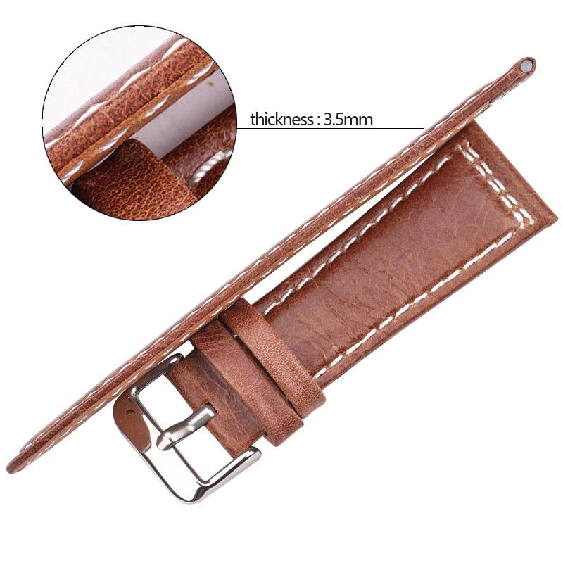 Watchband Watchbands 22mm 24mm Black Blue Brown Orange Cowhide Watch Band Strap Silver Steel Watch Buckle Genuine Leather Bracelet