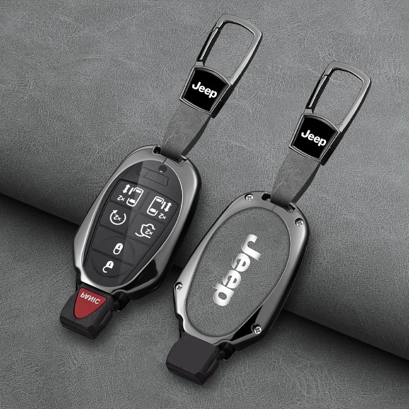 CMJ1 New Zinc Alloy Leather Car Remote Key Case Cover For Jeep Chrysler Grand Cherokee Dodge Durango Magnum Ram Styling Accessories