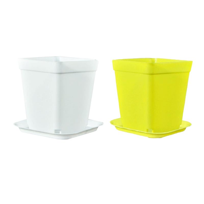 20 Stück/Set Süßigkeitenfarbe 7cm Quadratischer Mini-Blumentopf mit Untertasse Büro Schreibtisch Pflanzenzuchtbehälter Sukkulententopf Garten Baumschulen ZYF