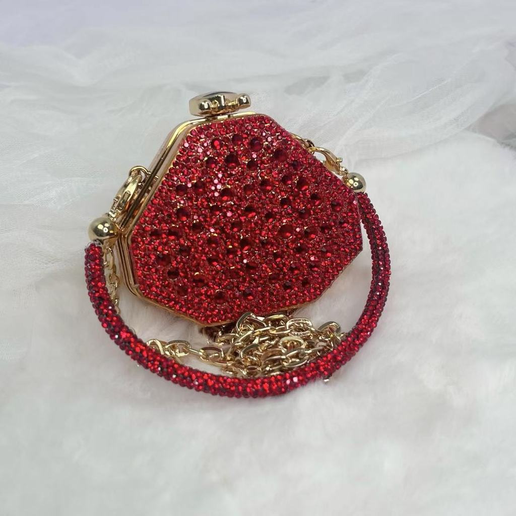 Acrylic Mini Clutch Bag With Rhinestones Chain And Box Shape For Evening Wear