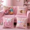 Food Lovers Cartoon Cute Donuts Cushion Cover Pillow Case Soft Skin Friendly Fabric  Concealed Zipper