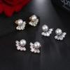 Elegant Floral Stud Earrings Women Zircon Imitation Pearl Stainless Steel Post Gold Plated Copper Versatile Fashion Jewelry