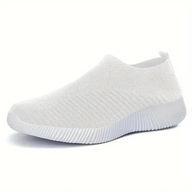 Einfarbige Sneakers für Damen, atmungsaktives Mesh-Gewebe, leichte Outdoor-Laufschuhe mit niedrigem Schaft, Sport-Socken