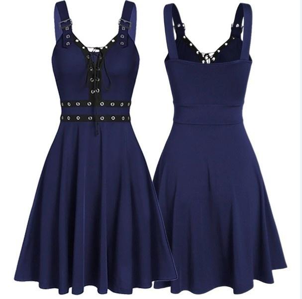Ladies Fashion Dress Gothic Punk Style Stitching Belt Suspender Dress Party  Skirt Corset Slim A-line Skirt Dress acquista in modo economico —  spedizione gratuita, recensioni reali con foto — Joom