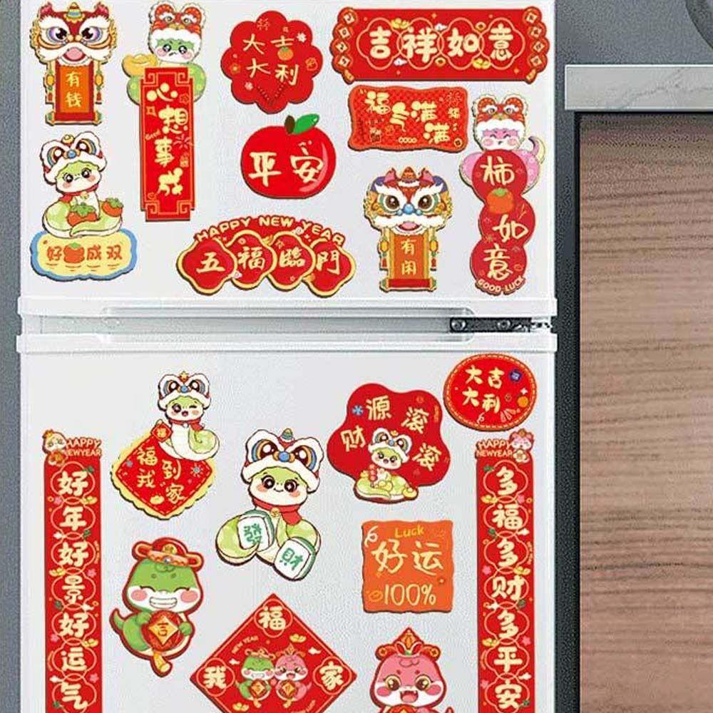 Cute Chinese New Year Fridge Magnets Traditional Festive God of Wealth Refrigerator Magnet Cartoon Snake Year Hanging Pendent