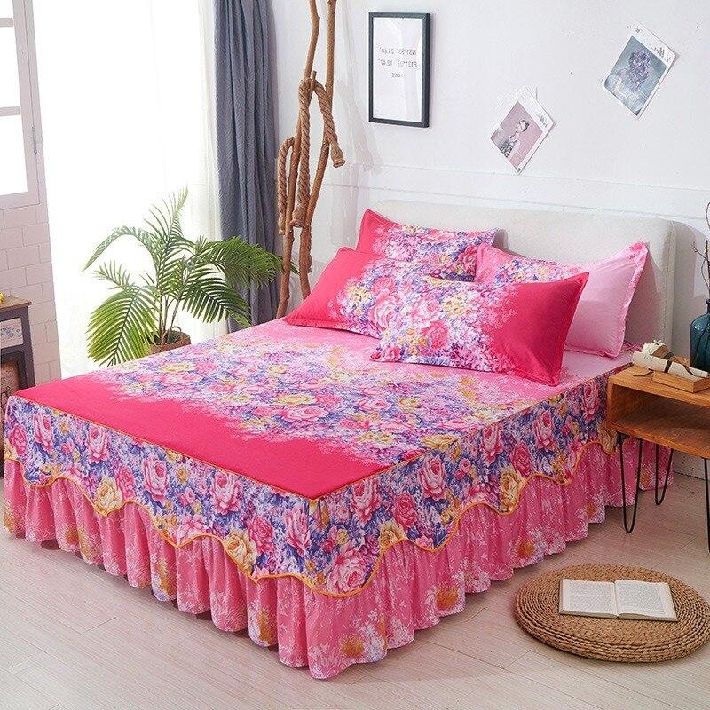 Cheap Bed Linen Cotton Lace Skirt Elastic Fitted Double Bedspread