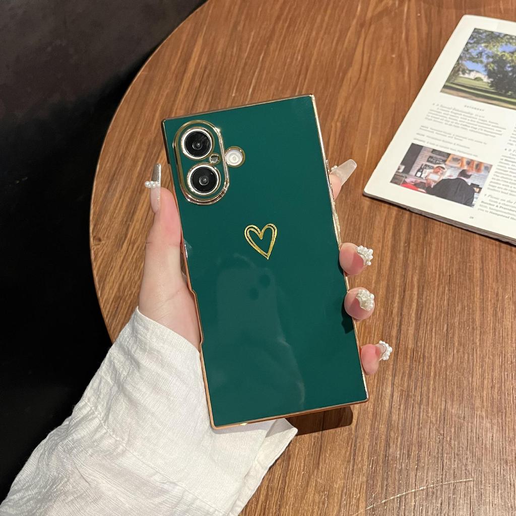 Universal Electroplated Heart Phone Case for iPhone 13/14/15/16 Pro Max - Anti-fall, Soft Shell.
