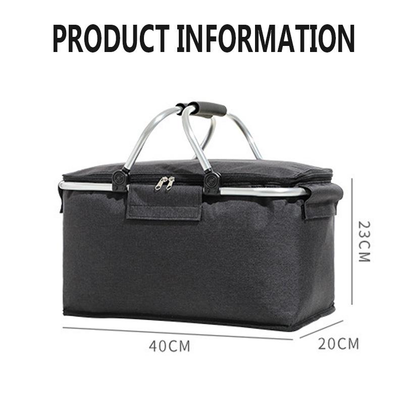 Picnic Basket Outdoor Ice Pack Foldable Insulation Bag Portable Shopping Basket with Lunch Box Fast Food Takeaway Insulation Bas