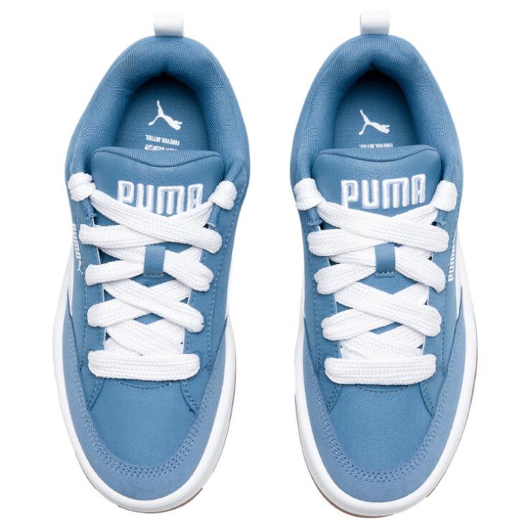 New PUMA Park Lifestyle Anti Slip Wear Resistant Low Top Skateboard Shoes Unisex White Blue 397495-03