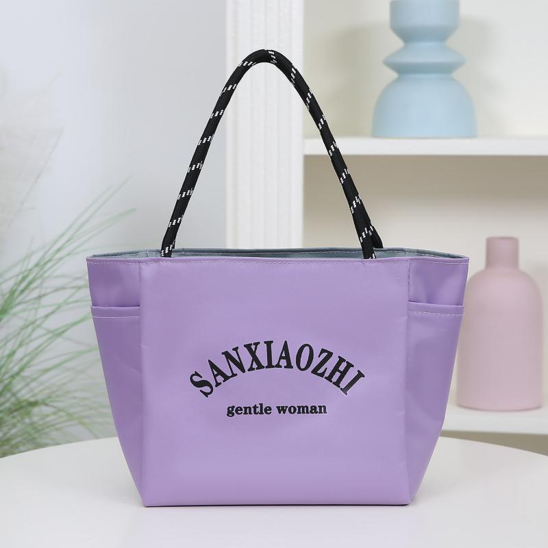 Fashion Simple Letter Print Large Capacity Double Sided Hand-Held Shoulder Bag Work Commuting Tote Bag