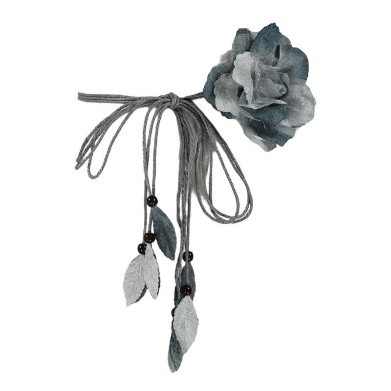Cintura Donna Vita Autolegante Per Abito Bohemien da Spiaggia Intrecciato Cintura con Fiore Cintura Intrecciata Sottile Fascia Vita Nodo Colorato Vintage