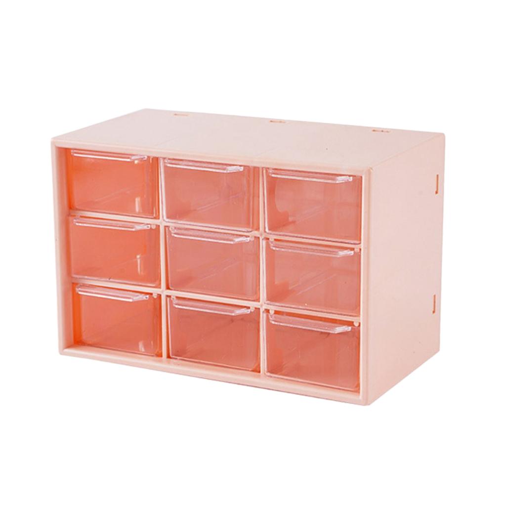 Desktop Storage Box Dust Proof Plastic Multi Purpose with 9 Drawers Desk Stationery Organizer for