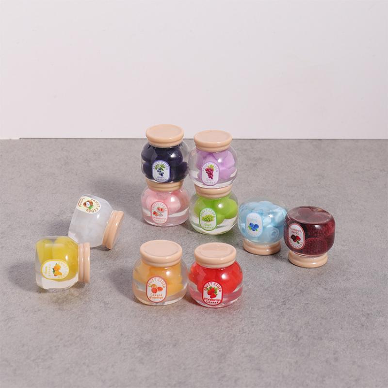 5Pcs Miniature Kitchen Decoration Dollhouse Simulation Fruit Candy Canned Jam Model Dolls House Accessories Toy