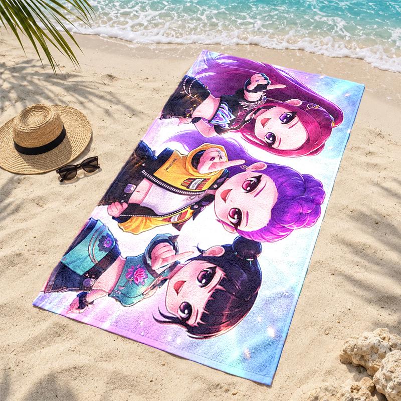 Kpop demon hunters Microfiber Beach Towel Quick Dry Sand Free Lightweight Beach Towels for Travel Swimming Camping