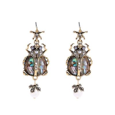 Retro Barock Käfer Perle und Diamant Tier Ohrringe