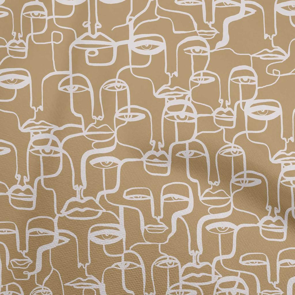 oneOone Bavlněný Flex Prachově Růžový Látka Abstraktní Obličej Prošívací Potřeby Potisk Šicí Látka Na Metráž 40 Palců