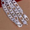 European & American Men's 12MM Silver-Plated Flat Curb Chain Necklace by TikTok TEMU