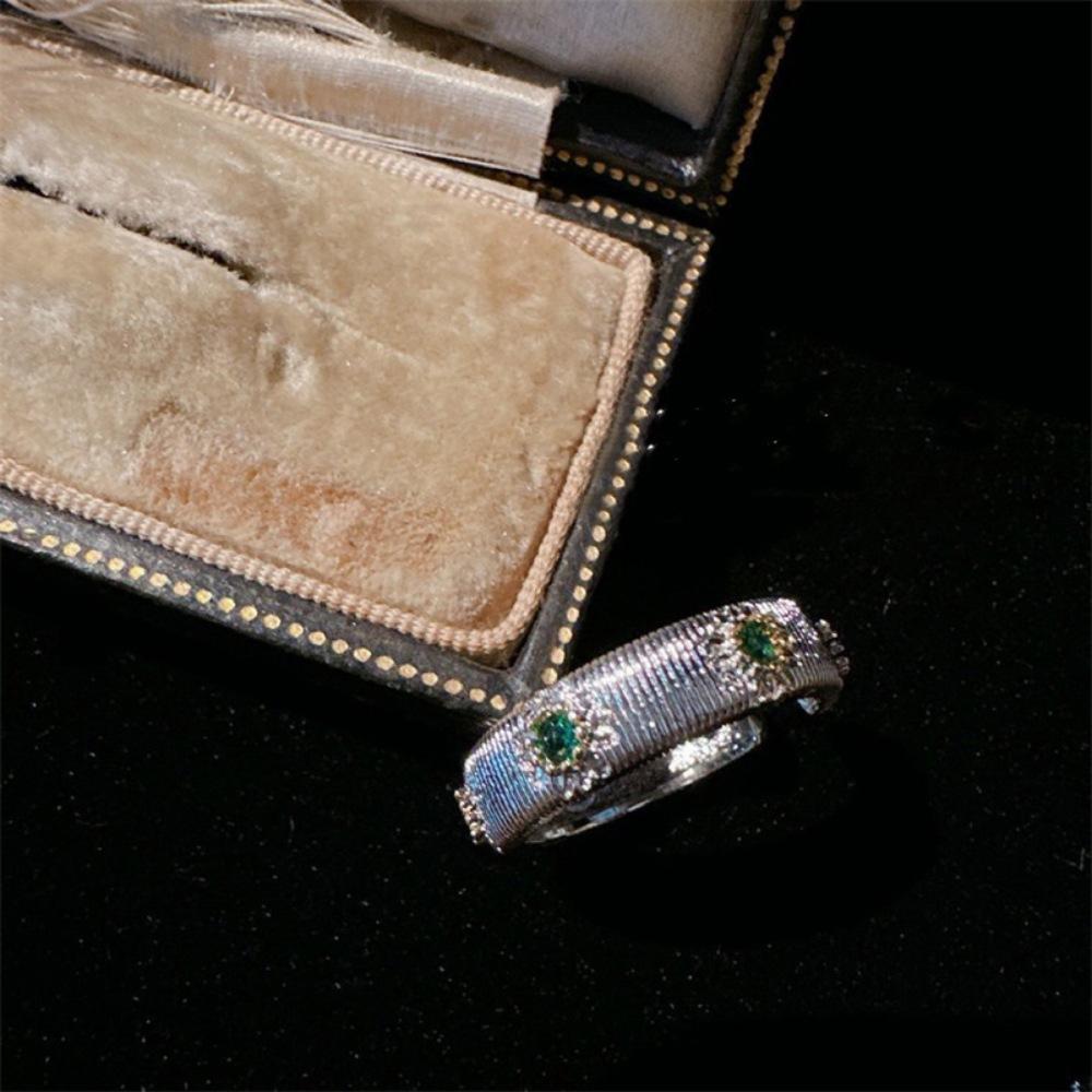 Li Luo Vintage Gold Gebürsteter 925 Sterling Silber Verstellbarer Damenring