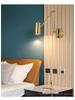 Nordic Luxury Swing Arm Bedside Wall Lamp with Folding Retractable Reading Light and Switch