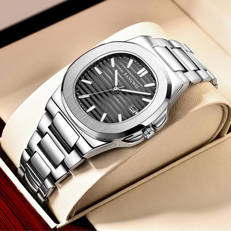 LIGE Orologio Uomo Cronografo Quarzo Acciaio - Elegante Sportivo Nero Con Lancette Luminose E Packaging Regalo
