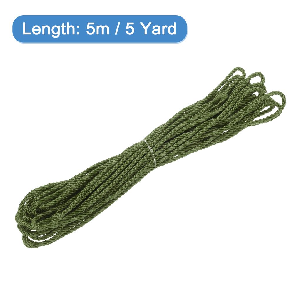 Uxcell Twisted Cord Trim 5 Yard 3mm 3-Ply Twine Braided Rope Shiny Thread String for Craft Gift Bag Curtain Christmas Decor