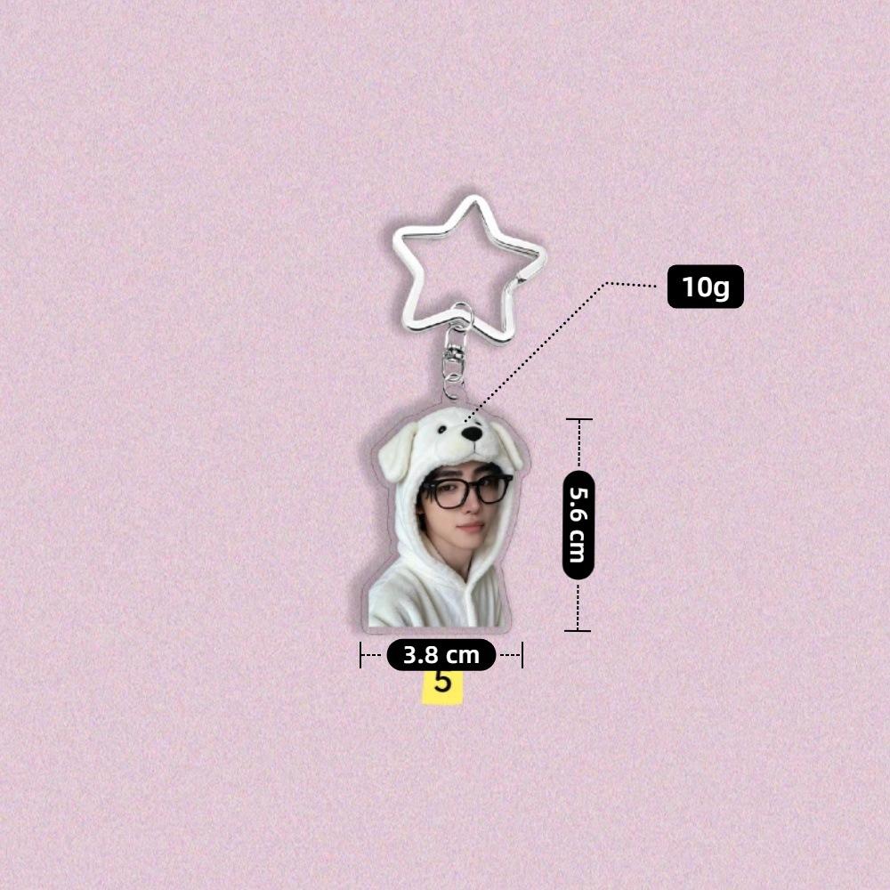 Kpop ENHYPEN Keychain Cute Plush Outfit Photo Acrylic Keyring Sunoo Jungwon Heeseung Star Shape Buckle Bag Pendant Jewelry Accessories