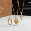 Popular Geometric Irregular Smooth Ring Serpentine Pendant Clavicle Chain, Titanium Steel Gold Plated