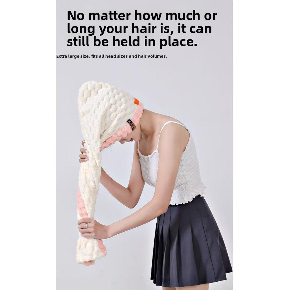Reusable Extra Large Quick-Dry Hair Towel Thick Soft Super Absorbent Microfiber Turban with Wide Brim Anti Slip