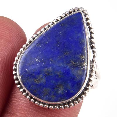 Natural Lapis Lazuli Gemstone Handmade 925 Solid Sterling Silver Ring S.8 H6n75