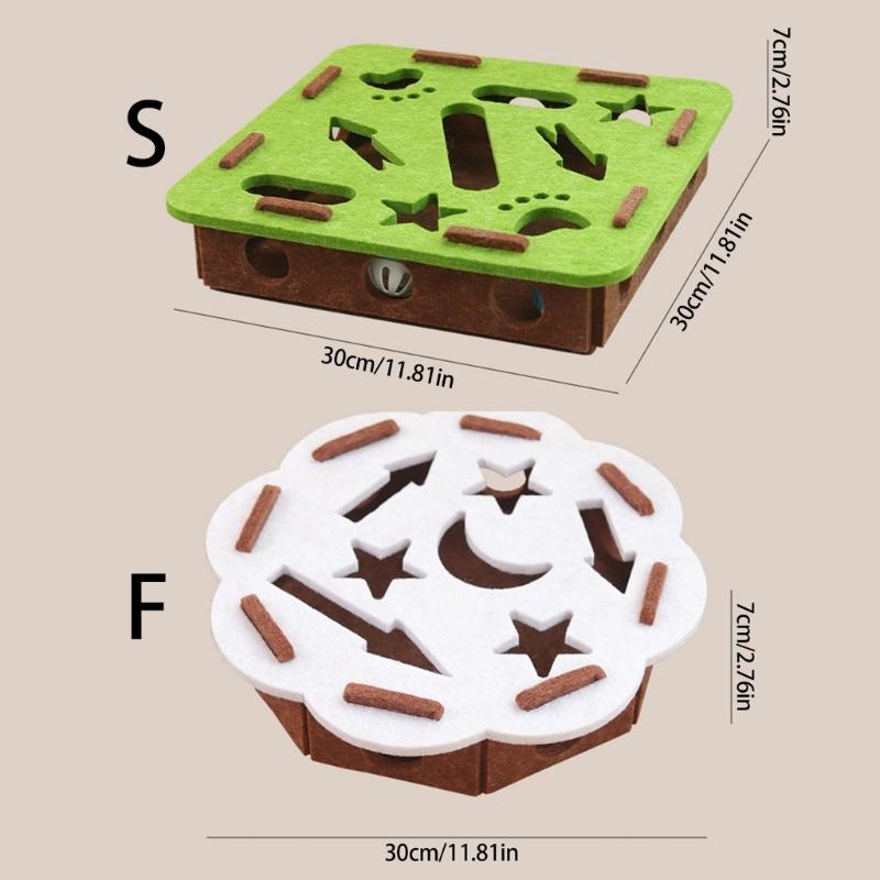 Stimulates Curiosity Felt Puzzle Toy Cats Chew Resistant Durable With Multiple Holes And 2 Bells Ball