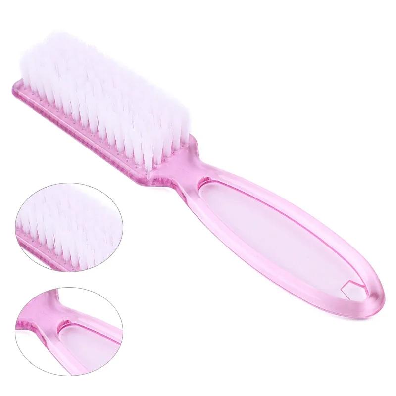 5pcs Transparent Nail Brush Cleaning Brushes Plastic Handle Grip Multifunctional Brush Cleaner Scrubbing Pedicure for Manicure