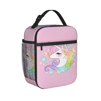 Cute Unicorn Lunch Bag  Portable Zipper Lunch Box Unisex Travel Custom Cooler Bag Leisure Oxford Thermal Lunch Bags