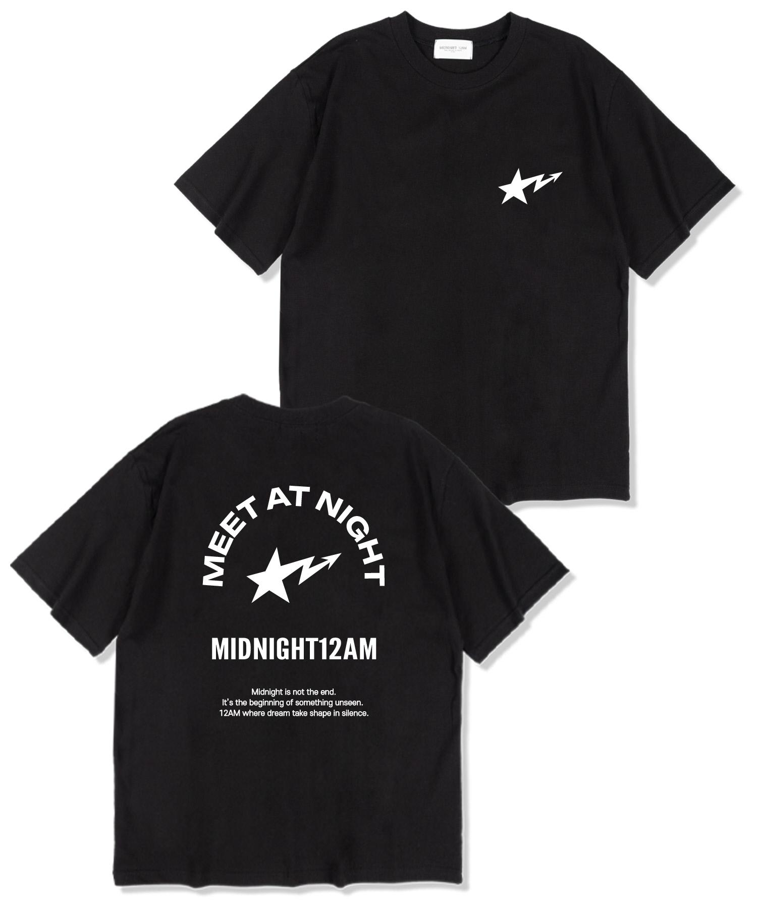 Midnight 12 Am Meet & Night Oversized Short Sleeve T-Shirt Black L