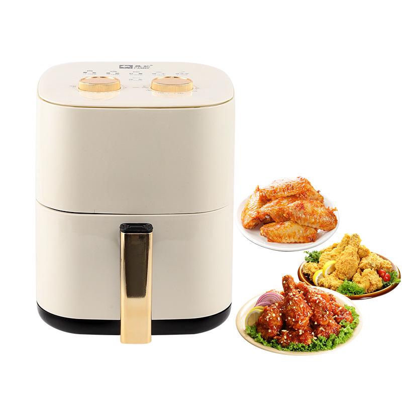 Camel 6L Air Fryer: Large Capacity Electric Oven In Rice White for Baking and Frying. Ideal Gift with Visual Display.