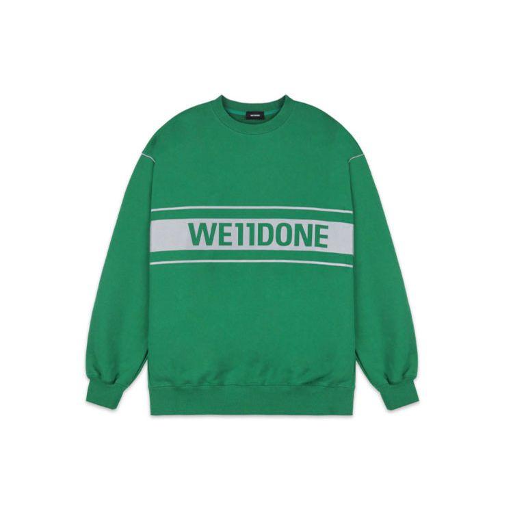 WE11DONE Reflective Logo Pullover Green Unisex Tops WD-SS5-19-048-GR