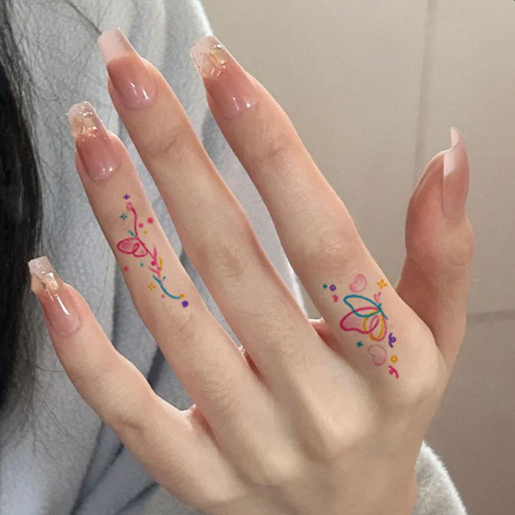 Small Pattern Simple Butterfly Flowers Color Tattoo Back Girls Lasting Tattoo Stickers Waterpro X7M8