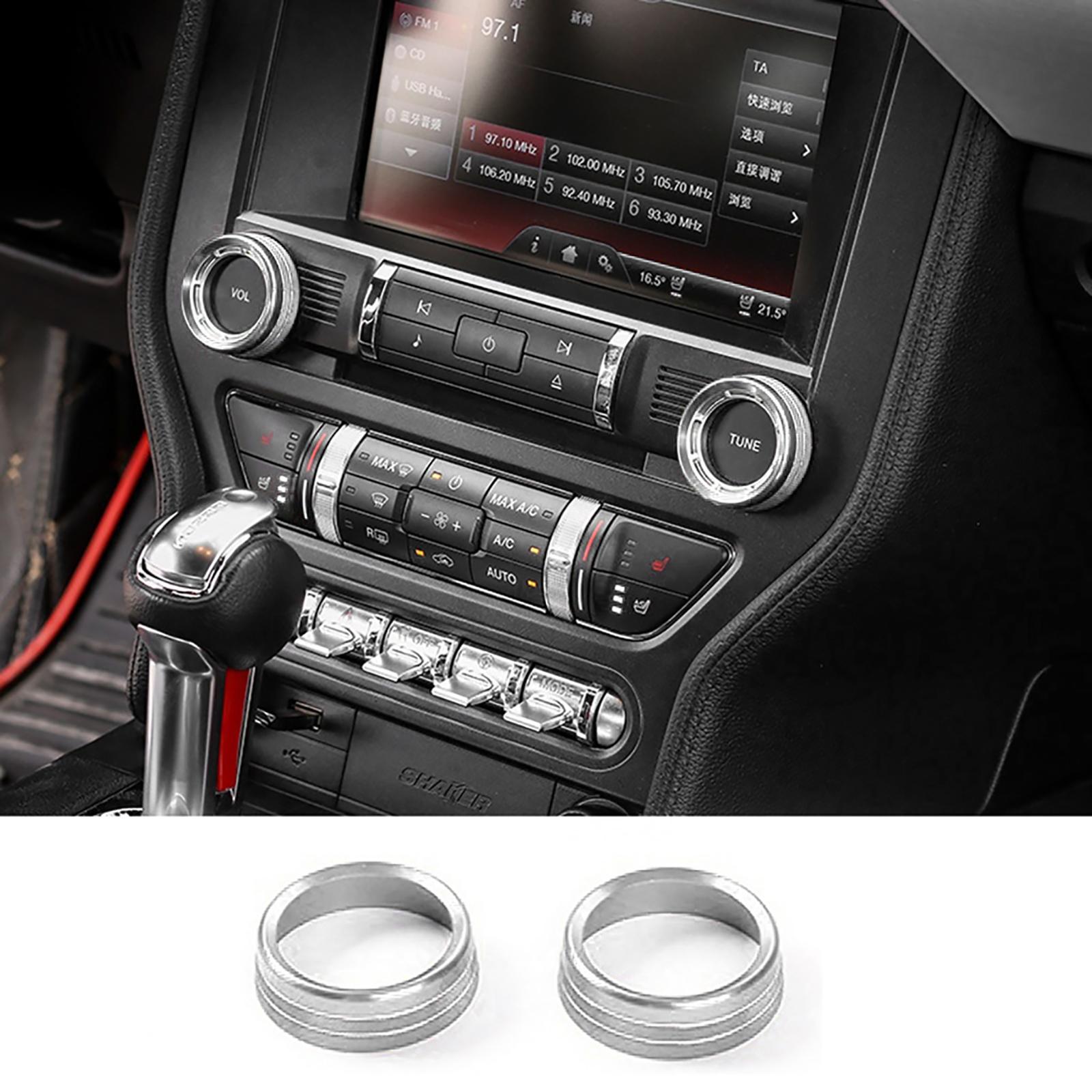 

2 шт., автомобильный алюминиевый радиопереключатель, ручка регулировки громкости, накладка, литье, украшение для Ford Mustang серебряный