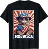 Meowica 4th of July Cat American Flag Funny 4th of July Cat T-Shirt