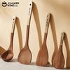 COOKER KING Ebony Wood Cooking Tools Set Non-stick Pan Spatula Soup Rice Spoon Frying Spatula Antibacterial Mildew Kitchen Tools