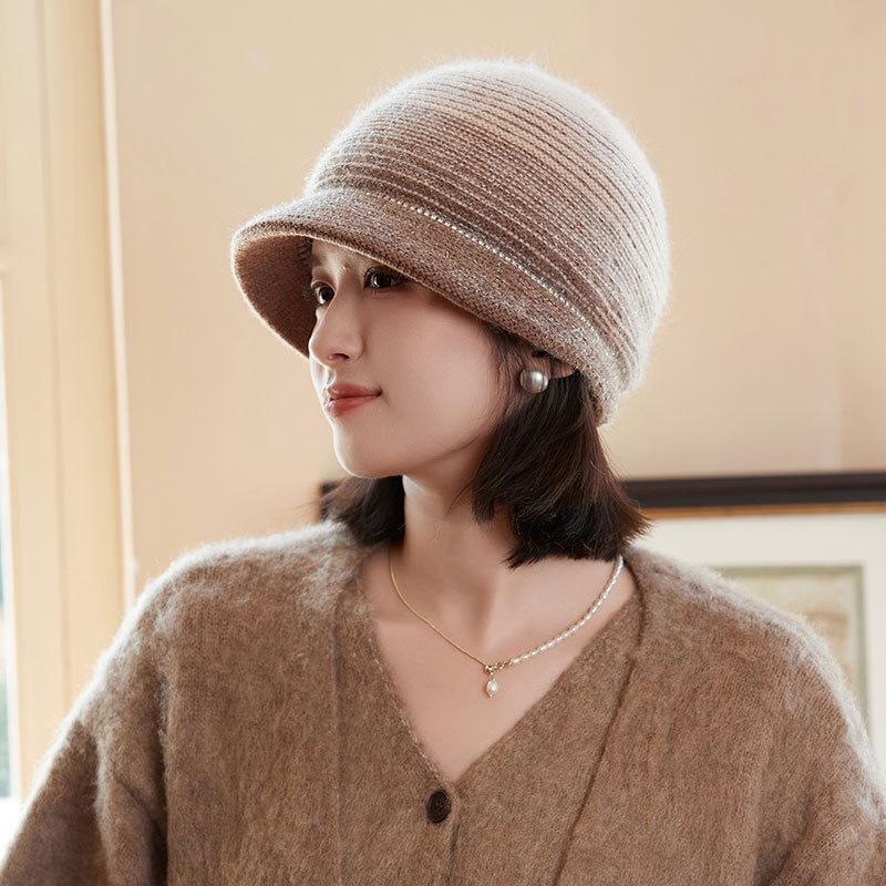 Wool Beret Hat for Women, New Autumn and Winter Big Head Circumference Knitted Hat, Cold Hat, Fashionable and Trendy Mom Hat