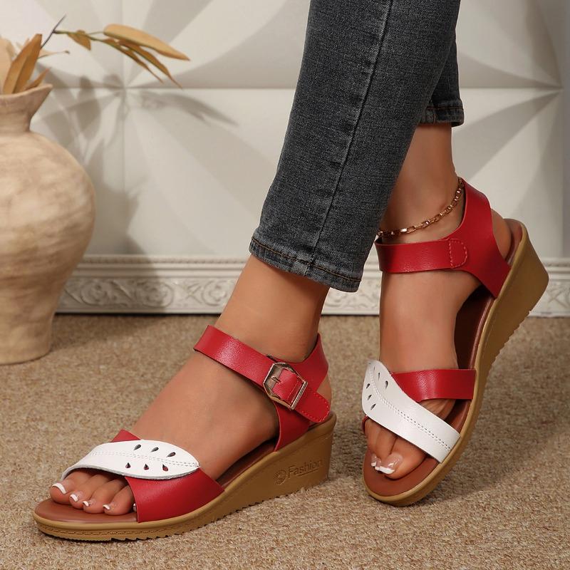 Fashion 2025 Fashion Open Toe Women's Sandals Summer Casual Plus Size Color Matching New Comfortable Best Seller Light Wedge Sandals