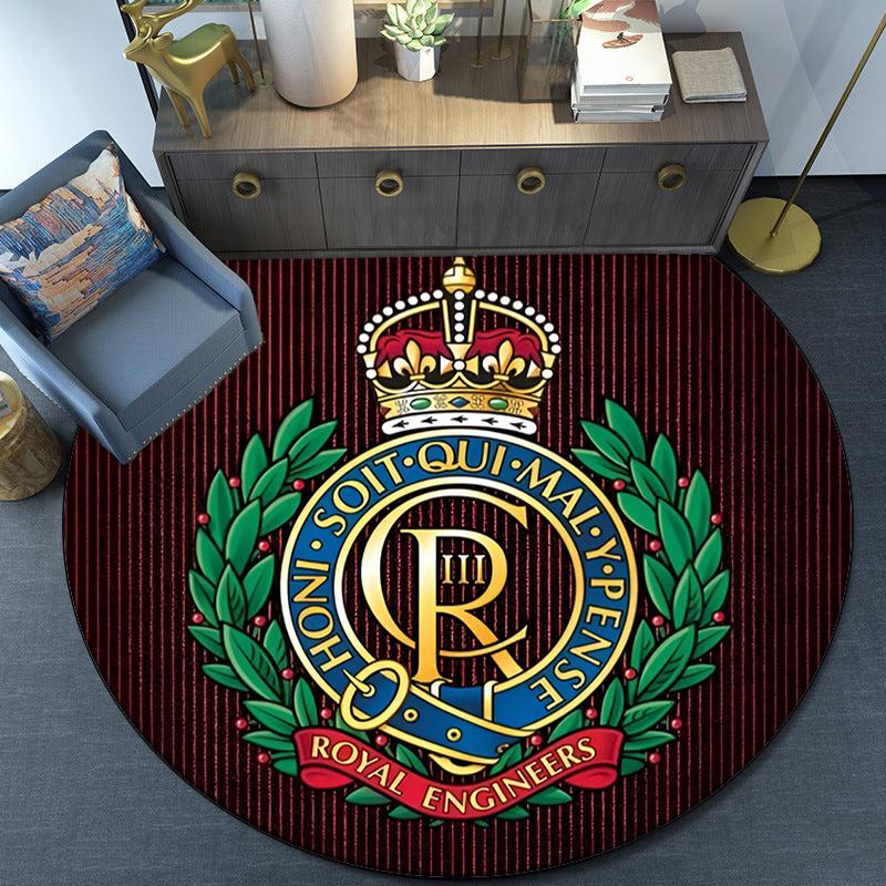 Royal Engineers Crest Emblem Round Rug for Livingroom,Bedroom, Palyroom, Chair Rug, Area Rug, Circle Carpet, Fan Christmas Gift