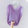 V-Neck Lace Strap Vest Sleeveless Knitted Vest Trend Slimming Base Top  for Women