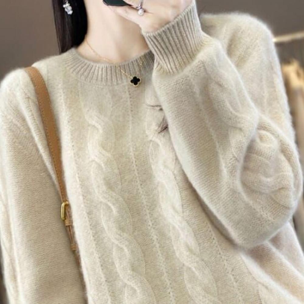 Navava Casual Cable Knit Round Neck Long Sleeve Nk2441