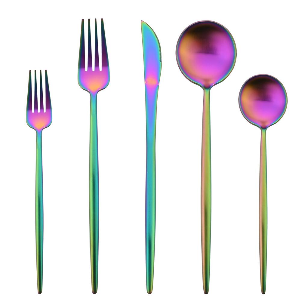 5 ks Matná stříbrná jídelní sada 18/10 Nerezová ocel Luxusní sada příborů Nádobí Nůž Dezertní vidlička Lžíce Sada příborů Vhodné do myčky nádobí