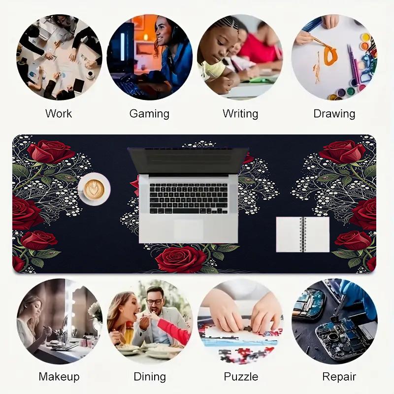 Roses Xl Gaming Mouse Pad Nonslip Rubber Base Stitched Edge Waterproof Desk Mat For Pc Laptop Gamer Office Computer Accessories C927562
