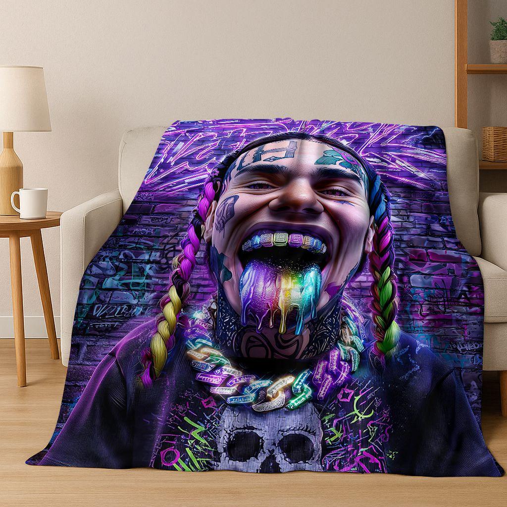 2026 New Legend Rappers Star Art Cartoon Hip Hop Flannel Blanket,Cozy Soft Throw Blanket for Home Bedroom Bed Sofa Cover Gift
