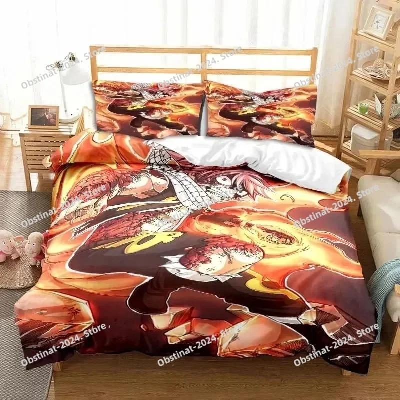 3D Anime Fairy Tail Beding Set Printed Bed Linen Set With Pilowcase Bed Soft Duvet Cover Soft Single Double Quen Super King-Sized Dimensionsd