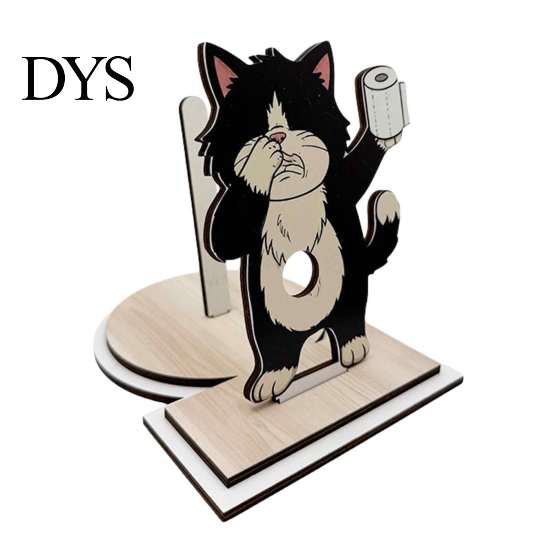 Wooden Paper Towel Holder Roll Holder, Creative Animal Shape Dispenser, Vertical Stable Tissue Unique Housewarming Gift Rack, Solid Wood Stand